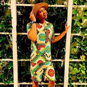 Fashion Nova Men Aztec Print Short Sleeve Button Down Shirt In Large